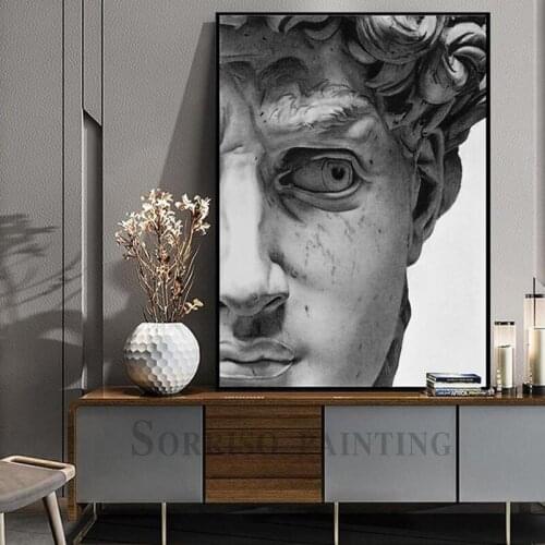 Europe Black White Statue Of David Wall Art Canvas Painting Posters Prints Hallway Pictures For Living Room Home Dining Decor