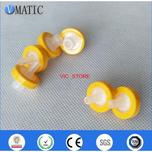 Free Shipping 100Pcs 13mm 0.22um Plastic Yellow Syringe-Driven Filter Syringe Filter Water Solution Filtration Membrane