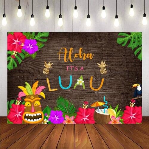 Wooden floor aloha Its Luau summer Rainforest backdrop for photography newborn baby shower photo background studio photocall