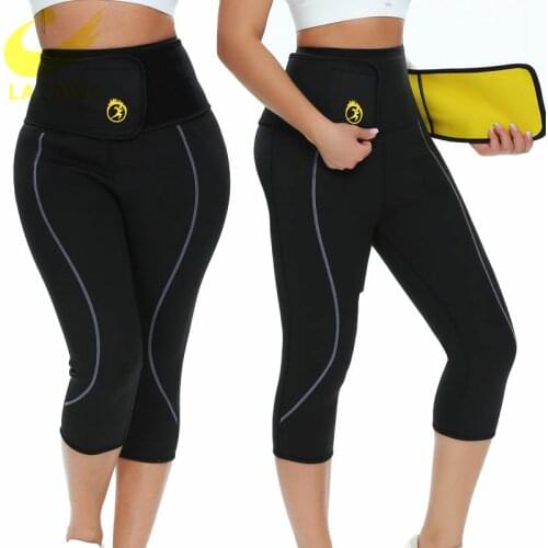 LAZAWG Leg Body Shaper Thigh Trimmer Slimming Belt Hot Neoprene Sweat Pants Women Waist Trainer Workout Fitness Sauna Shapewear
