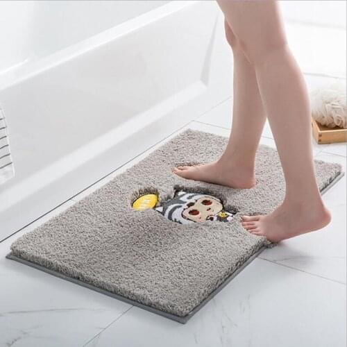 Solid Color Bathroom Carpet, Soft Lamb Velvet Thickened Living Room Bedroom Door Absorbent Non-slip Floor Mat Part Two