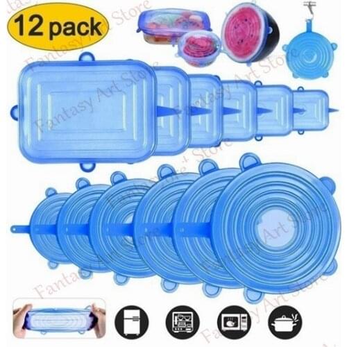 Kitchen Cookware Reusable Bowl and Pot Lid Silicone Food Sealing Wrapping Paper 6 Pieces of Silicone Stretch Lid to Keep Food