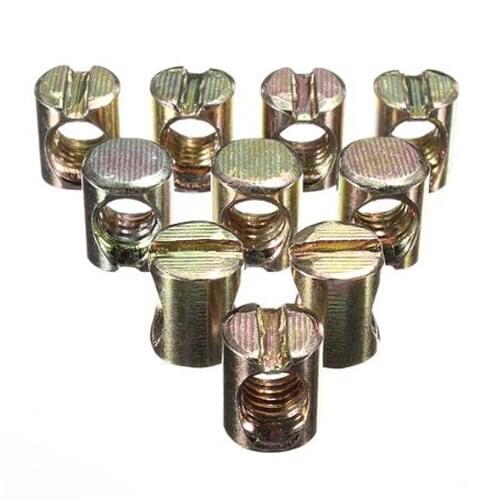 10pcs M8 Barrel Bolts Cross Dowel Slotted Furniture Nut for Beds Crib Chairs