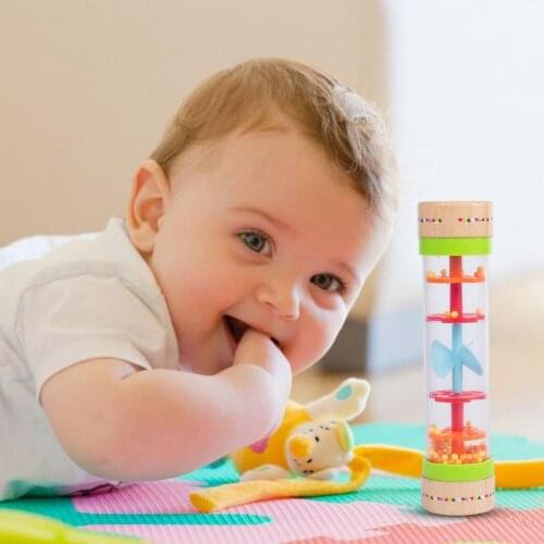 Mini Baby Rainbow Hourglass Rattles Rain Sound Toys Rainmaker Stick Musical Early Educational Instrument For Kids Gift