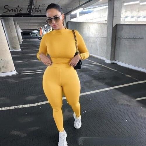 Fashion Tracksuit Women O-Neck Long Sleeve Crop Tops Skinny Pants Matching Set Stretchy Sporty Fitness Outfits 2 Piece Set GV454
