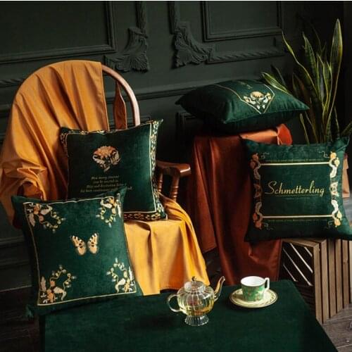 Soft Velvet Cushion Cover Decorative Pillows Throw Pillow Case American Floral Luxury Home Decor Living Room Sofa Seat Coffee