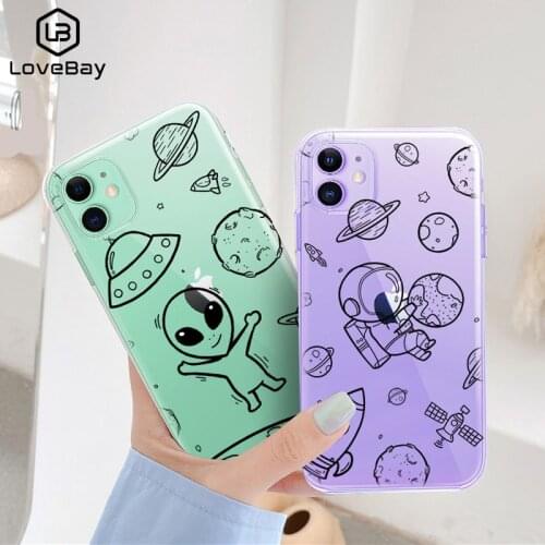 Lovebay Phone Case For iPhone 11 Pro Max X XS XR Xs Max Transparent Cartoon Space Soft TPU Case Cover For iPhone 6 6s 7 8 Plus
