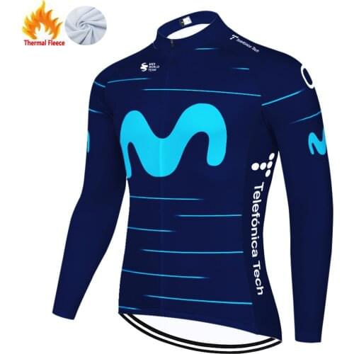 New Team movistar cycling jersey 2020 Winter Thermal Fleece long sleeve cycling shirt men bike shirt ciclismo ropa hombre