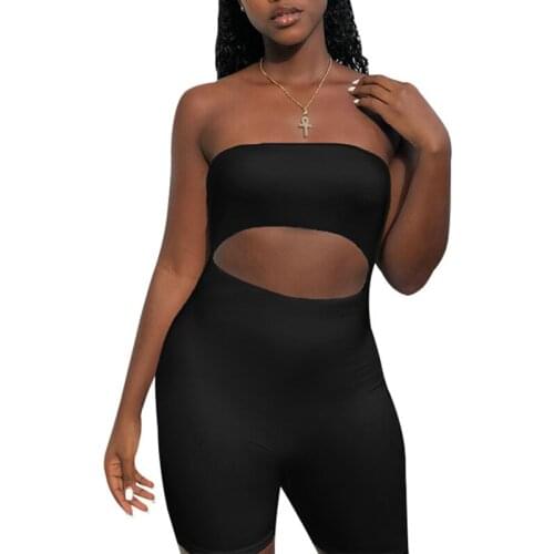 Solid Color Sport Yoga Suits Summer Women Off Shoulder Bodycon Bodysuit Hollow Waist Short Romper Fitness Overalls /2