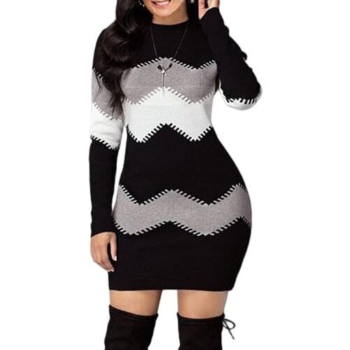 Autumn and Winter Long Striped Long-sleeved Sweater Long Multi-color Slim-fit Sweater New Fashion Knitted Long Multi-color Top