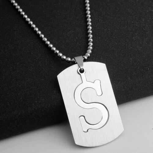Stainless Steel Pendant Initial A D Letter Name Necklace For Men Dog Tag Accessories Jewelry