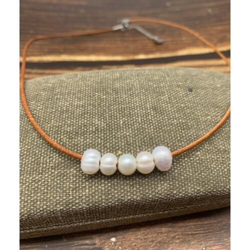 New exclusive fresh water pearl natural leather necklace necklace female fashion wedding necklace gift natural pearl jewelry