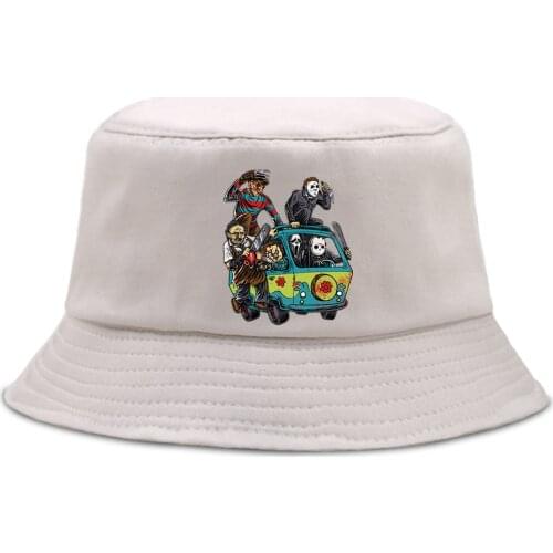 Jason Clown Saw Halloween Bucket Hats Outdoor Sunscreen Fishermans Hat Summer Fashion Beach Caps Mens Fishing Panama Sun Cap