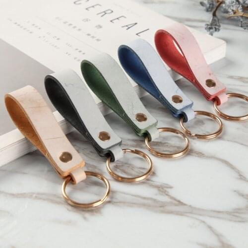 Luxury Genuine Leather Lanyard Keychain Women Men Square Pattern Gold Buckle Car Key Ring Holder Jewelry Gift Chaveiro