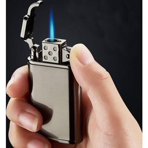 Grinding Wheel Jet Torch Lighter Turbo Retro Creative Metal Windproof Gas Pipe Lighter Blue Flame Butane Cigarette Lighter New