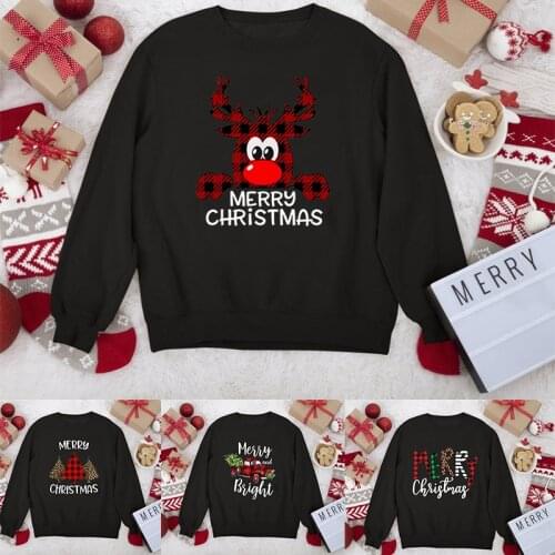 Deer Christmas Tree Print Women Men Sweatshirts Harajuku Streetwear Tops Autumn Spring Sweatshirt Hoodie O Neck Pullover Hoody