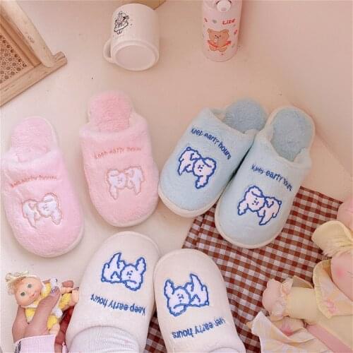 Women Winter Home Slippers Unisex Cartoon Cat Shoes Non-slip Soft Winter Warm House Slippers Indoor Bedroom Couples Floor Shoes