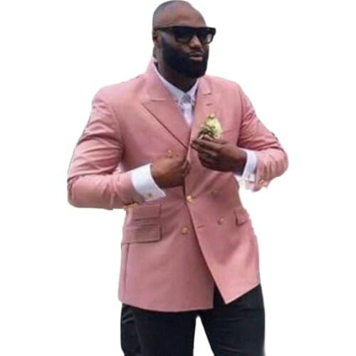 Dark Pink Double Breasted Mens Evening Dress Toast Suit Prom Party Clothing Handsome Groom Tuxedos (Jacket+Pants+Tie) W:516
