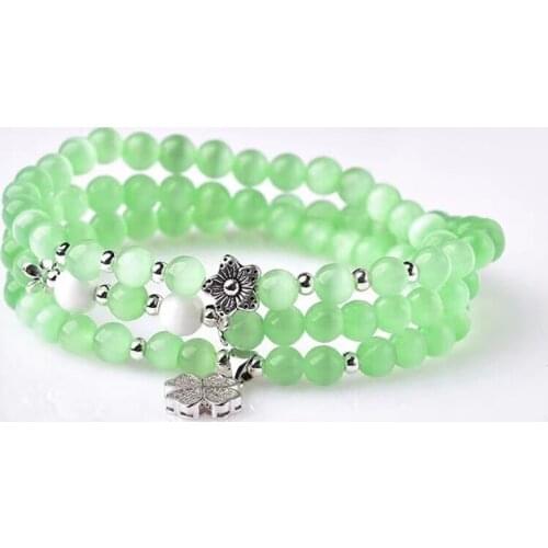 Green Cat Eye Bracelets Handmade For Women Beads Charms Jewelry Making Fashion Decoration Couple Gifts
