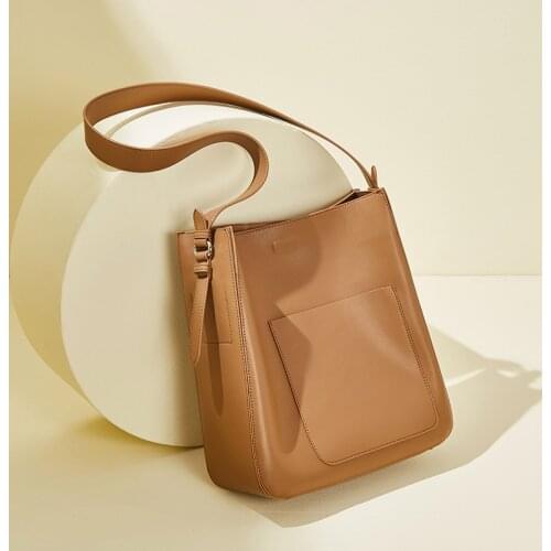 Genuine leather womens bags niche design shoulder bag fashion large capacity bucket bag GN-SB-xzdlqd