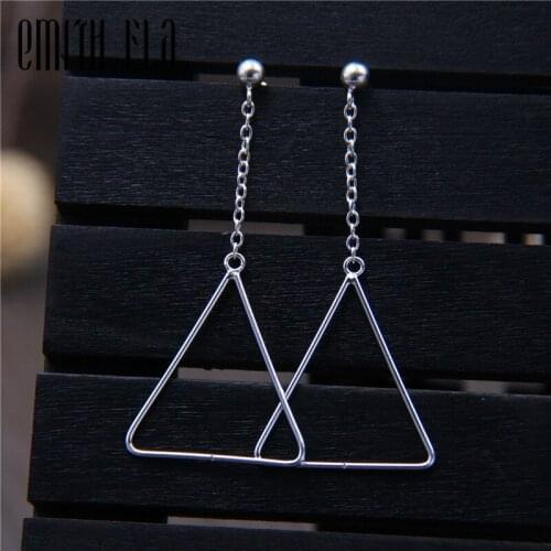 925 Sterling Silver Geometric Triangle Earrings Jewelry Female Fashion Accessories Hormone Allergy Earrings For Women