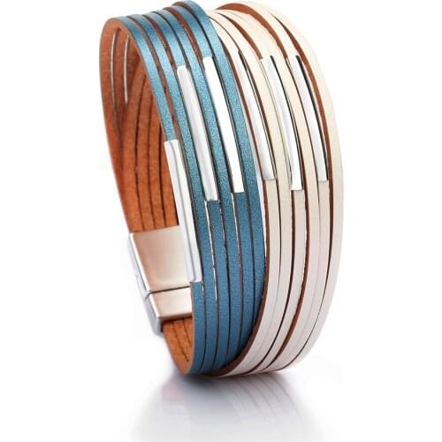 ZG New Fashion Wrap Couples Bracelet For Women Men Multiple Layers Leather Bracelets With Slide Simple Statement Jewelry 2019