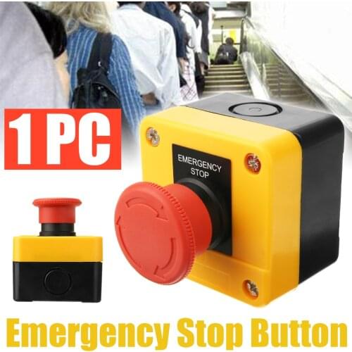 1pc E-Stop Push Button Switch AC 240V 3A Latching NC Emergency Stop Push Mushroom Button Switch Twist Release for Elevator Lift