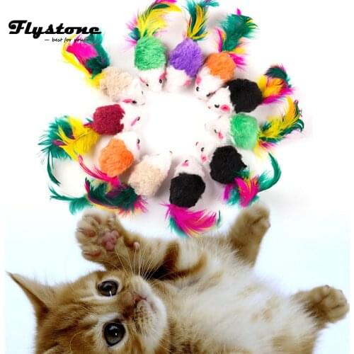 1pcs Colorful Feather Cat Dog Toys False Mouse Kitten Cat Toy With Sound Rattling kitten mimi Pet jenga game