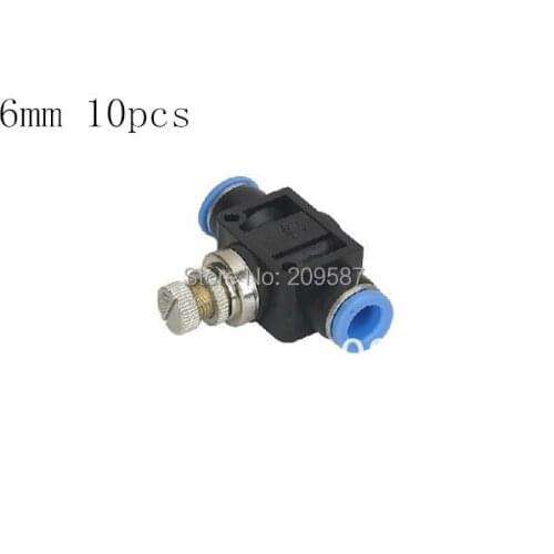 10pcs 6mm Push In Speed Controller Pneumatic Air Valves