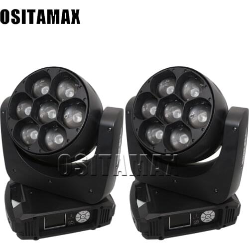 2pcs/lot LED 7x40w Zoom Effect Bee Eye Beam Moving Head Light Clay Paly 4IN1 Wash Light RGBW Rotation Stage Machine