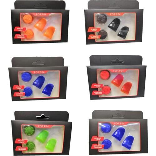 Bevigac 2PCS Non-slip Silicone Thumbstick Grip Caps Covers + 2PCS Trigger Extenders for Sony PlayStation 4 PS4 Controller