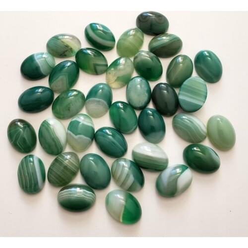 2020 Wholesale 50pcs/lot Fashion green Striped Onyx Oval CAB CABOCHON natural stones beads for ring jewelry accessories making
