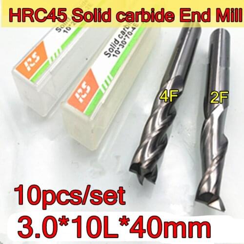 3.0*10L*D3.0*40mm 10pcs/set petiole 3.0mm Processing length 10mm 2F 3F 4F HRC45 Solid carbide End Mill
