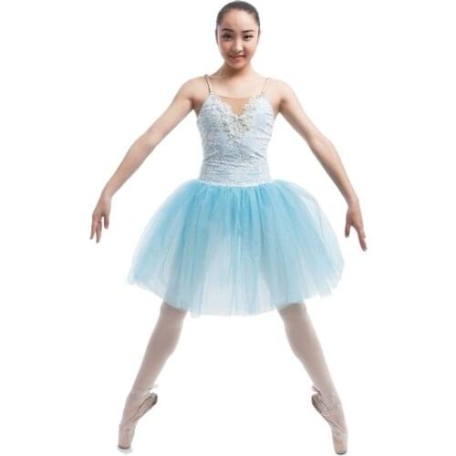 Pale blue sequin spandex bodice ballet tutu women & girl stage performance ballet costume lady Romantic ballet tutu
