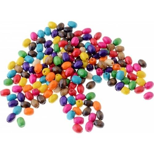 Free Shipping 200pcs Random Mixed Oval Wooden Beads Spacer Beading Wood Beads Toys For DIY Crafts Kids Toys 6x5mm