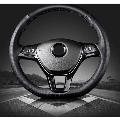 Steering Wheel Cover Microfiber Leather for Volkswagen VW Golf 7 Mk7 Passat B8 New Polo Jetta Bora Tiguan D Shape Hand-Stitched