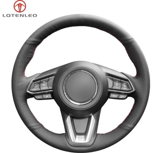 LQTENLEO Black Artificial Leather Steering Wheel Cover For Mazda 3 Axela 2017-2019 Mazda 6 Atenza 2017-2019 CX-5 CX-9 2017-2019