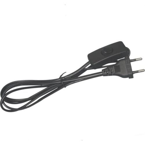 Europe standard power cord with switch black EU Two round plug power cable 1.5meter