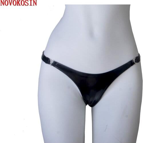 Hot Sale Sexy Thong Shine Faux Leather Panties 2021 New Arrival Women Night Club Metal Sweetheart Connection PU Underwear