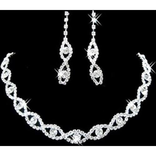Hot Sumptuous Bridal Wedding Prom Jewelry Crystal Rhinestone Diamante Necklace & Earring Set Bridal Wedding Jewelry Set