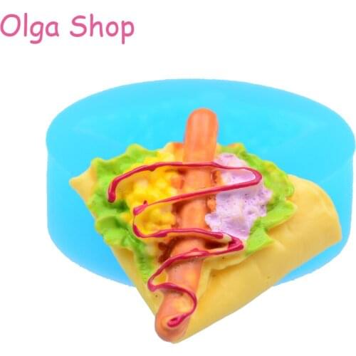 GYL088 36.2mm Hot Dog Pizza Silicone Mold Chocolate Candy Cake Decoration Resin Cake Decorating Earring Jewelry Pendant Charm