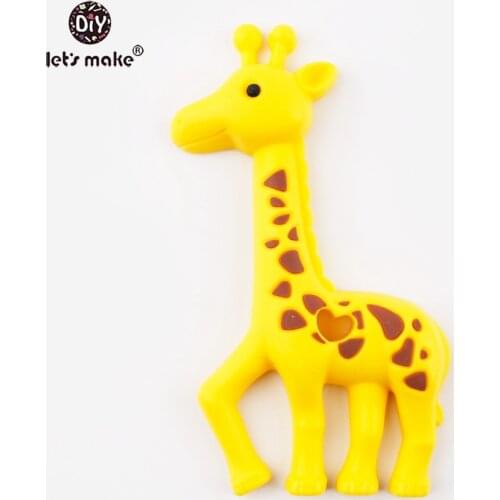 Lets Make Teethers Yellow Silicone Giraffe Teether Toy BPA Free Pendant For Nursing Necklace Making DIY Charms Silicone Teether