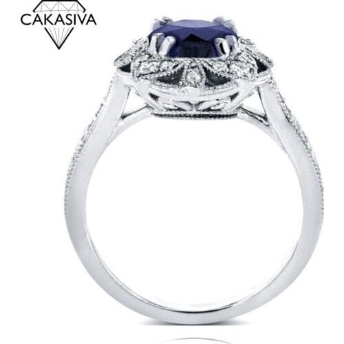 Sapphire Flower Ring S925 Ring Gemstone Ring for Womens Engagement Wedding Ring Fine Jewelry