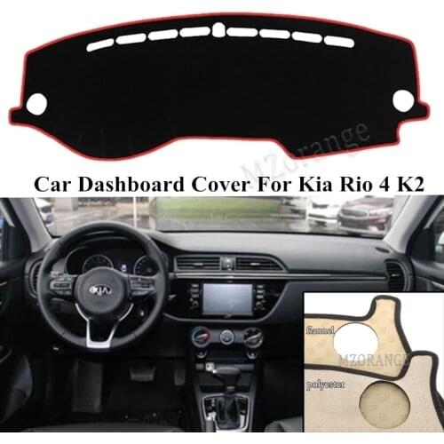 Car Dashboard Cover Mat For KIA RIO 4 K2 2017 2018 Dashmat Dash Mat Pad Sun Shade Dash Board Cover Carpet Red/Black