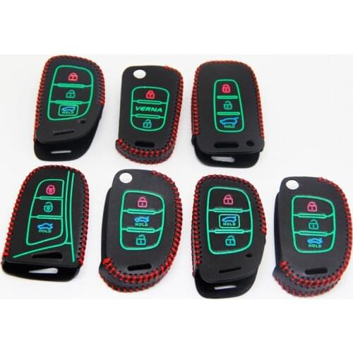 Car Key Case decoration Auto Accessories For Hyundai ix35 iX45 ix20 iX25 i10 i20 i30 i40 Sonata Verna Solaris Elantra leather