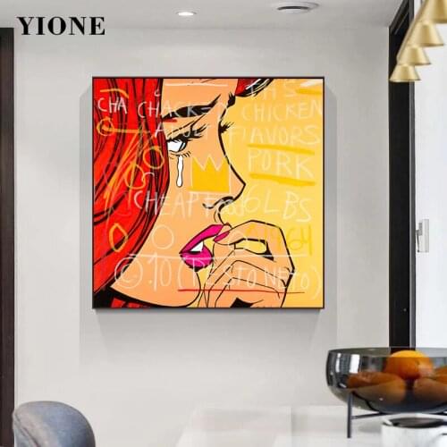 Colorful Portrait Graffiti Sad Woman Letters Art Poster Abstract Anime Characters Canvas Picture Decoration Painting Wall Prints