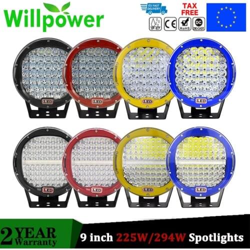 2PCS 9 inch 225W 294W Round Spot Led Work Light Fog Driving Roof Bar Bumper for Jeep JK Wrangler Off Road SUV 4X4 Truck Pickup