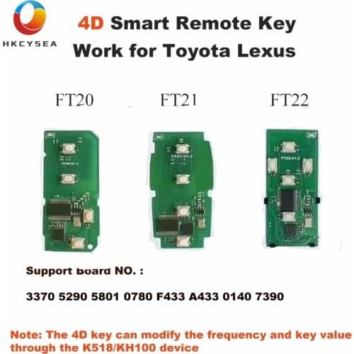 Lonsdor 4D Smart Remote Key PCB Board Can Generate NO. 3370/5290/5801/0780/F433/A433/0140/7390 for FT20 FT21 FT22 for K518 KH100