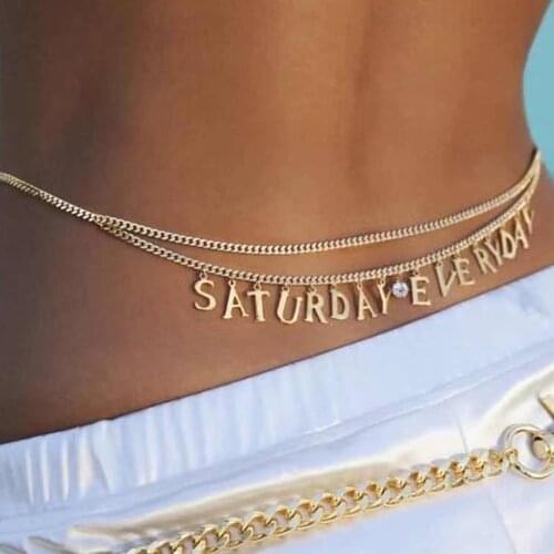Handmade Metal Waist Belly Chains Letters Pendant Body Jewelry for Women Sumber Beach Custom Names Sexy Bikini Body Chain Belt