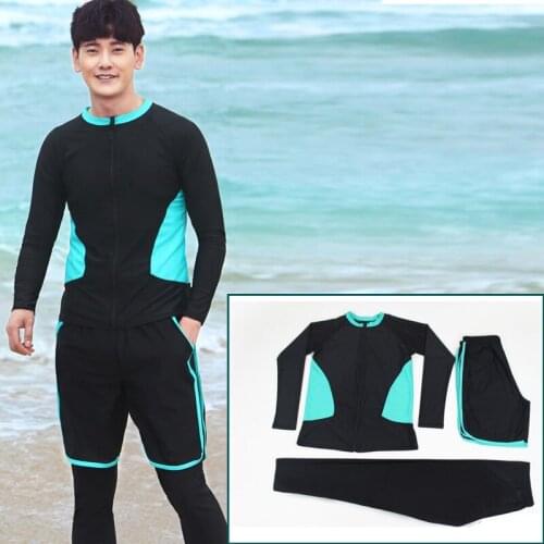 Mens 3 Piece Yoga Outfits Long Sleeve Shirt and Skinny Long Pants Set Tracksuits Sun UV Rash Guards Swimsuit Women Plus Size